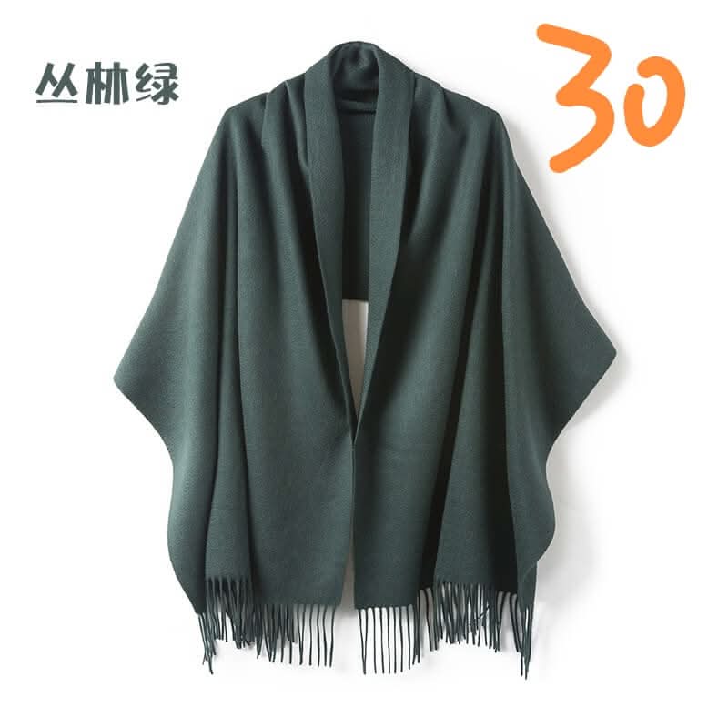 Women cashmere scarf shawl,	Elegant 100% cashmere wrap in Forest Green, airy and warm