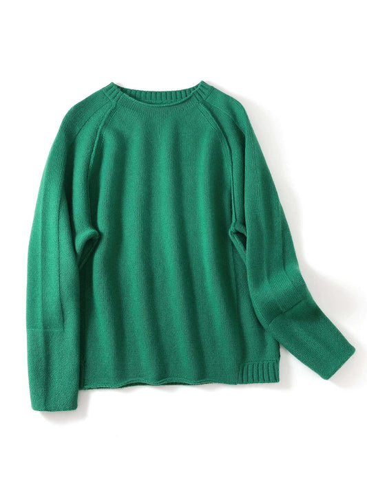 Luxurious 100% Cashmere Crewneck Sweater for Women in green