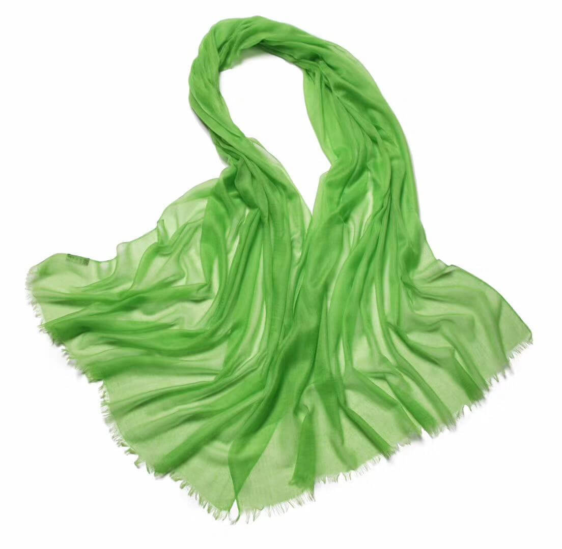 Featherlight 100% Cashmere Wrap Scarf – Ultimate Travel Luxury, Pure &amp; Delicate in green