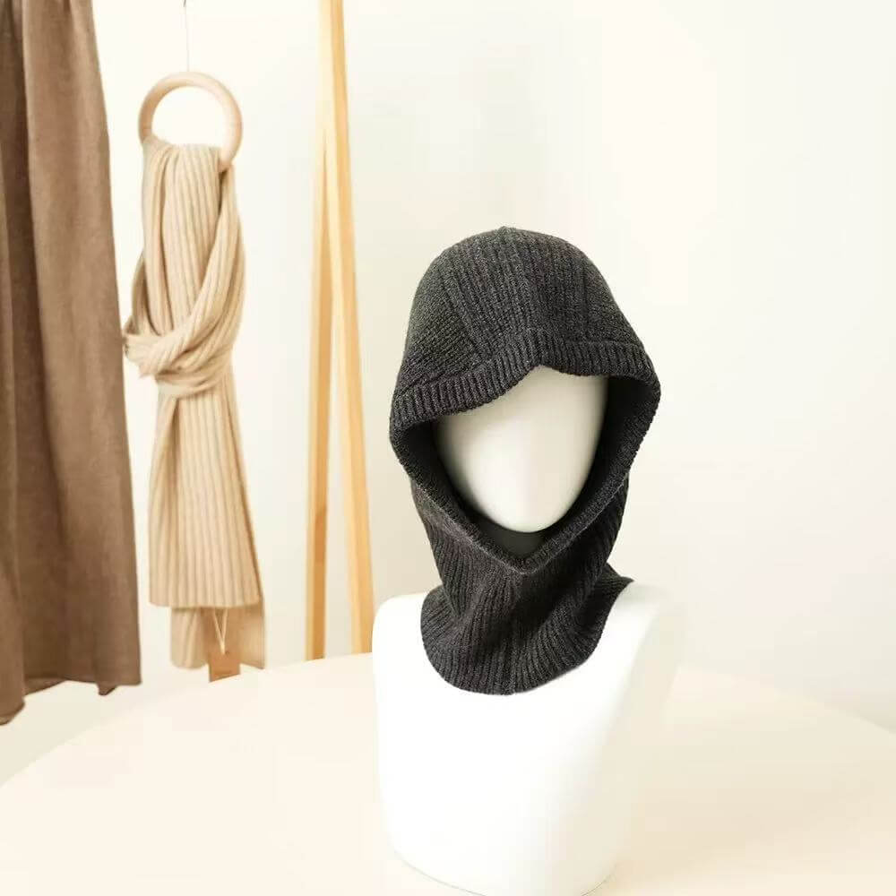 grey 100% cashmere balaclava soft winter headwear