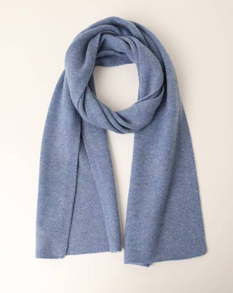 grey blue cashmere mini scarf soft luxury unisex scarf