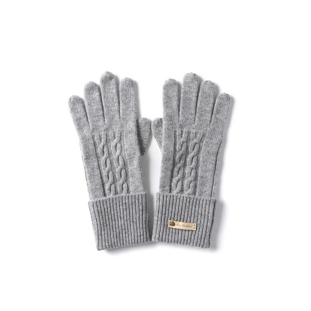 Women's Cable Cashmere Gloves in grey