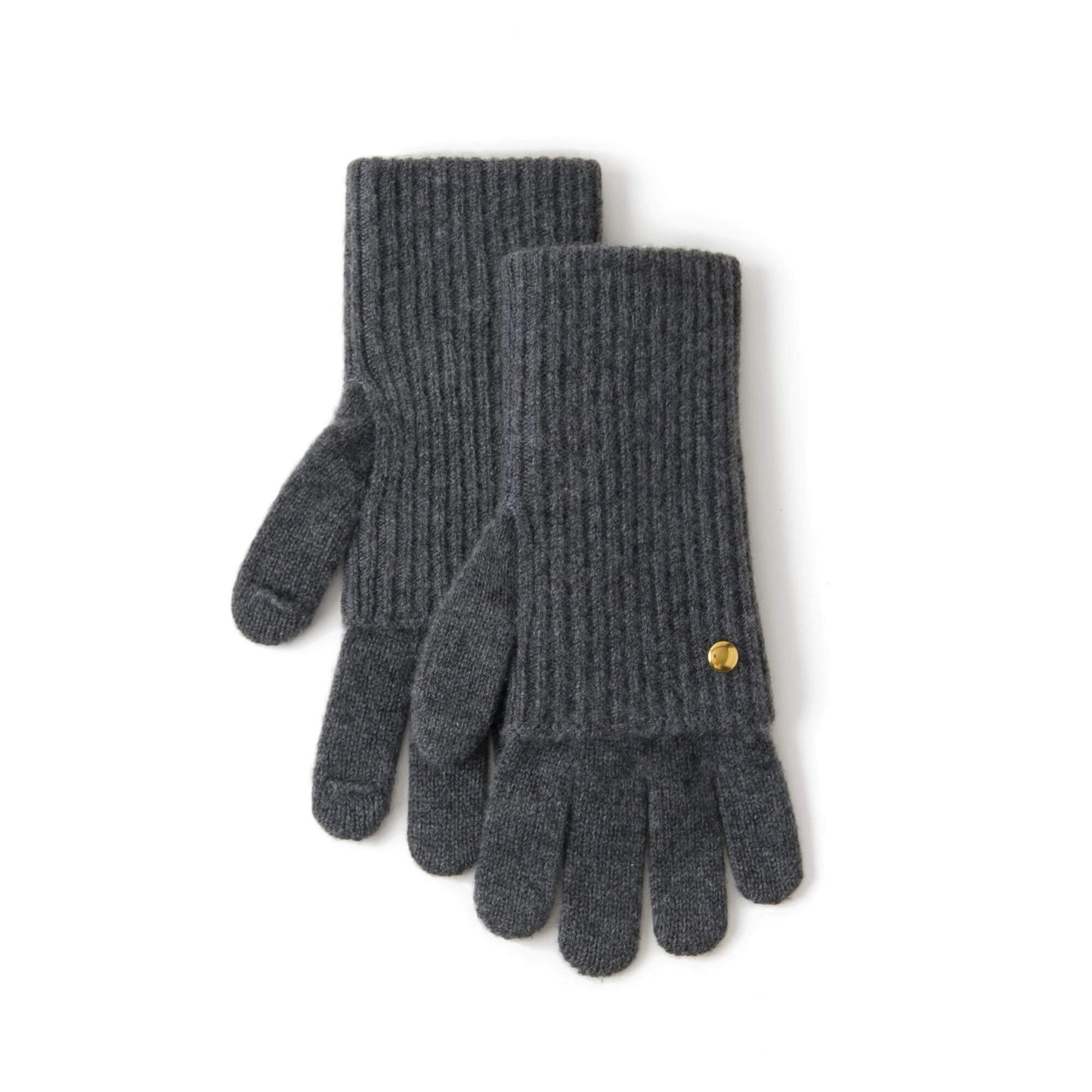 women's  long cashmere Touchscreen gloves in charcoal grey