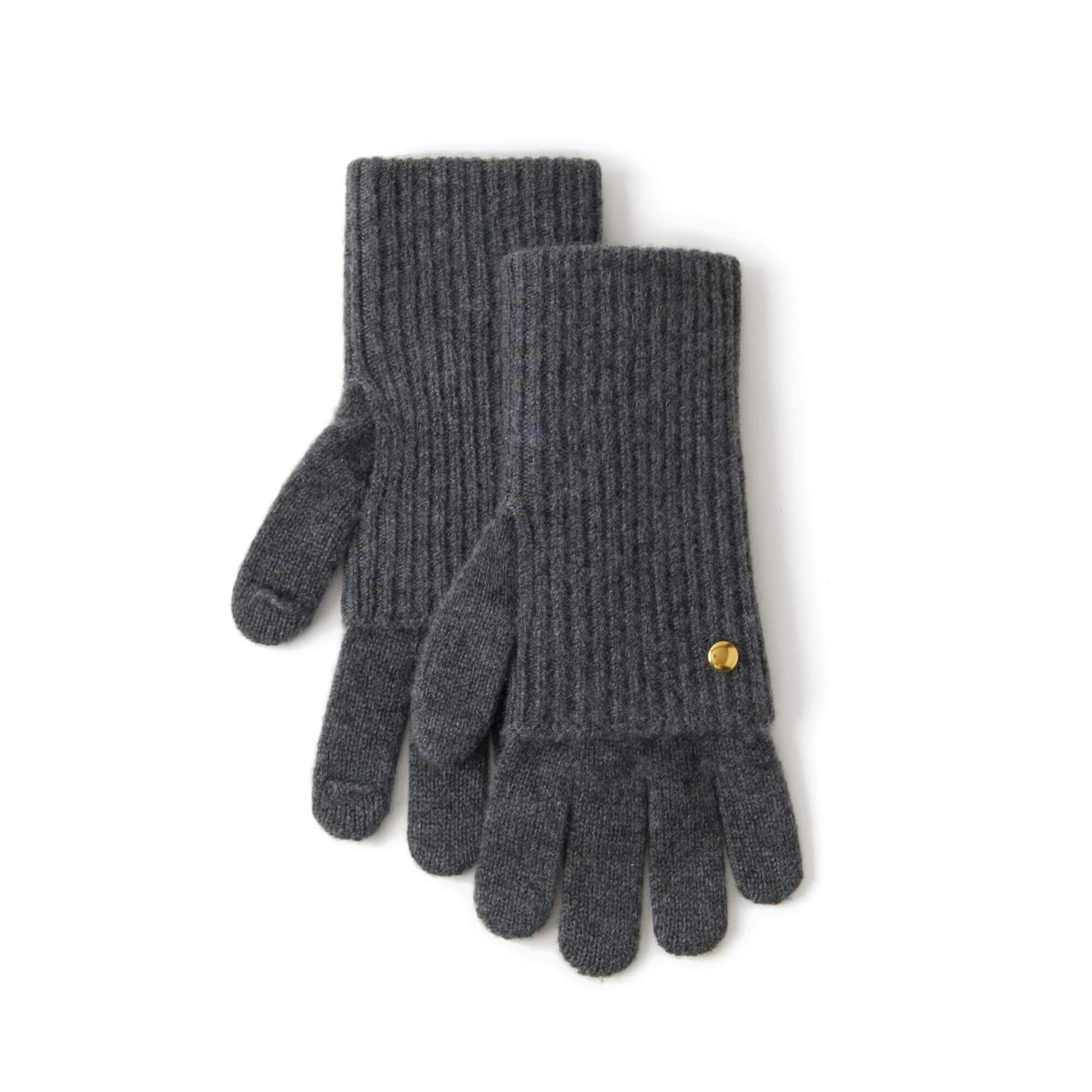 women's  long cashmere Touchscreen gloves in charcoal grey