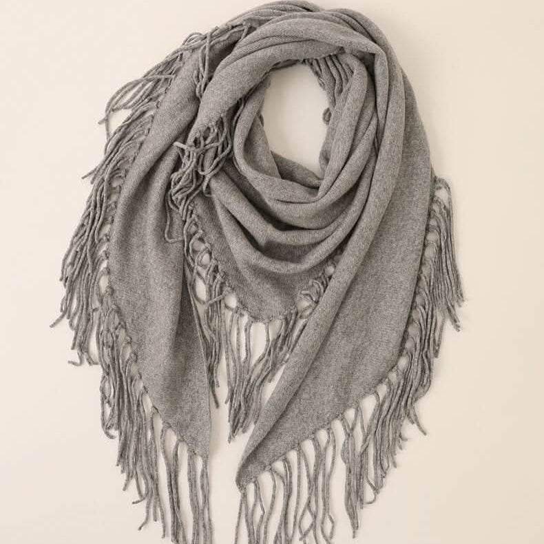 	grey cashmere knit shawl elegant drape