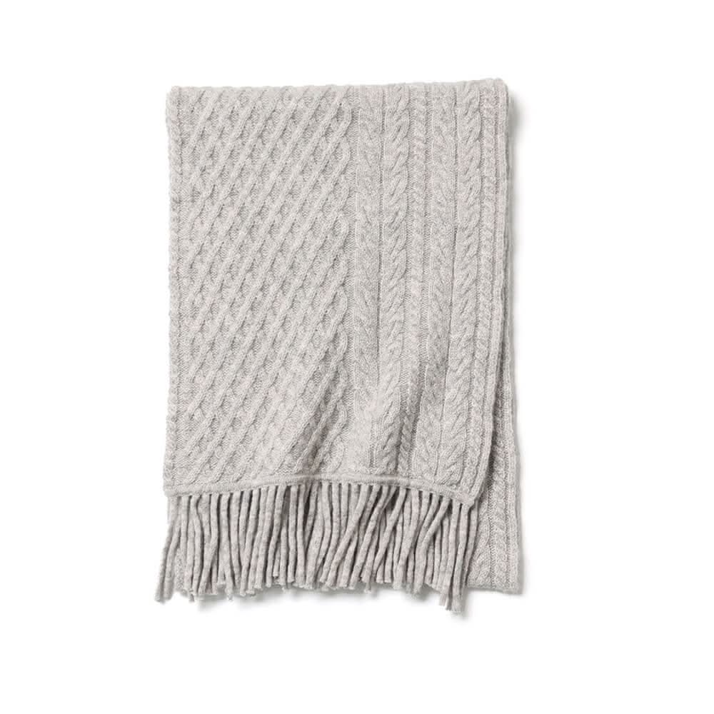 women's cable knitted cashmere scarf in grey