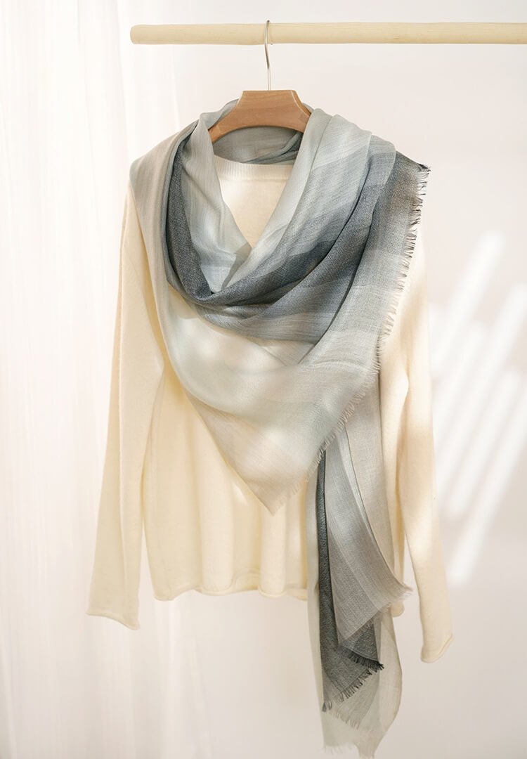 women's pure cashmere scarf wrap shawl in grey