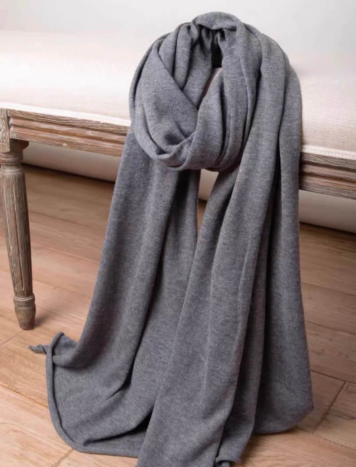 Dark grey oversized cashmere shawl for cold weather travel