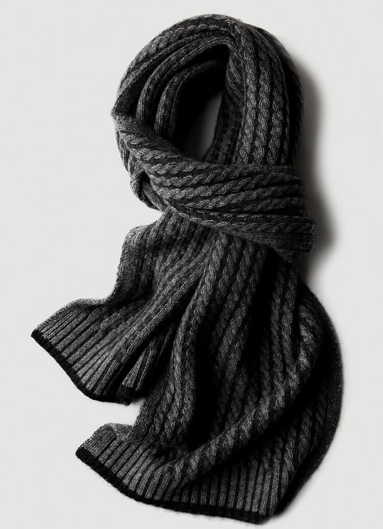 Charcoal gray cashmere winter scarf for men and women