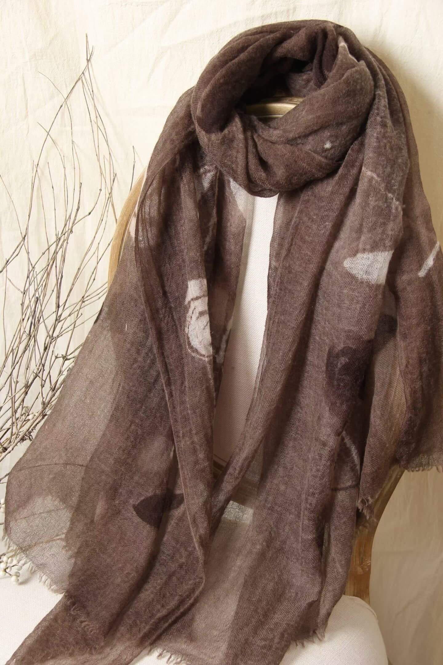 hand painted floral cashmere scarf vintage style women accessory