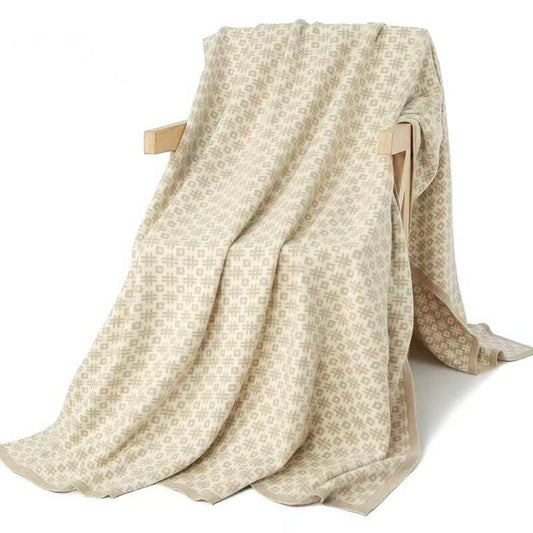 heavyweight 100% cashmere jacquard blanket 200x180cm white