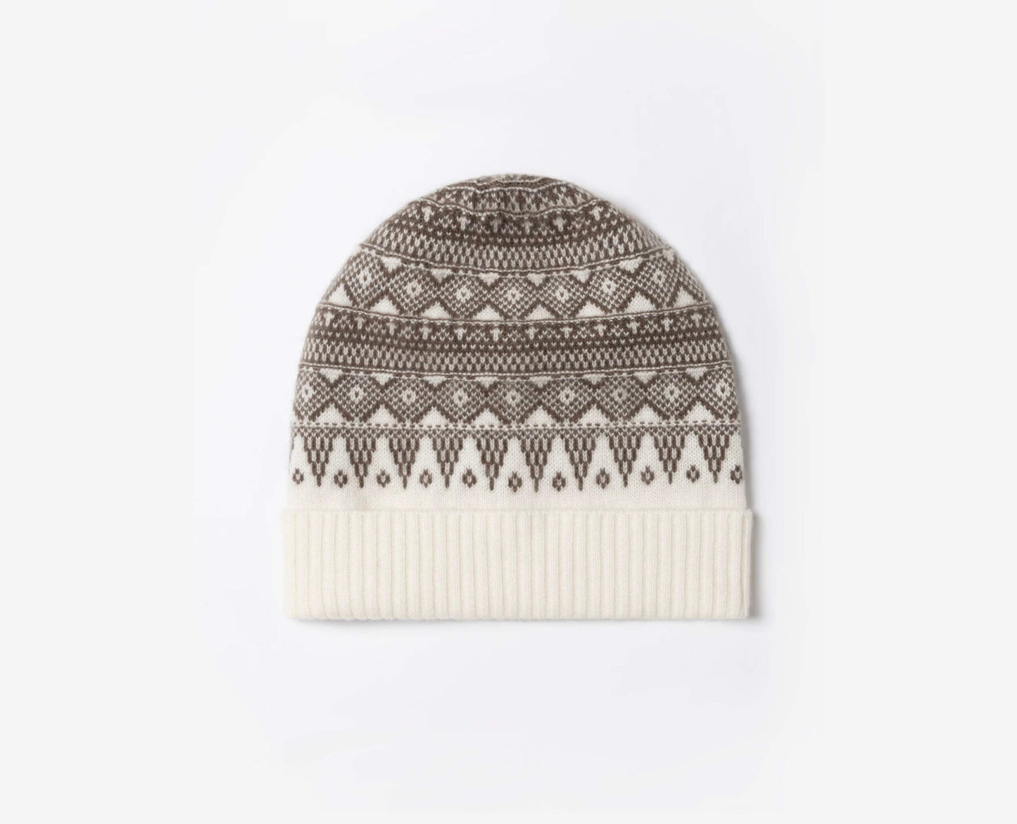Premium Fair Isle cashmere beanie for women,White base cashmere beanie holiday design