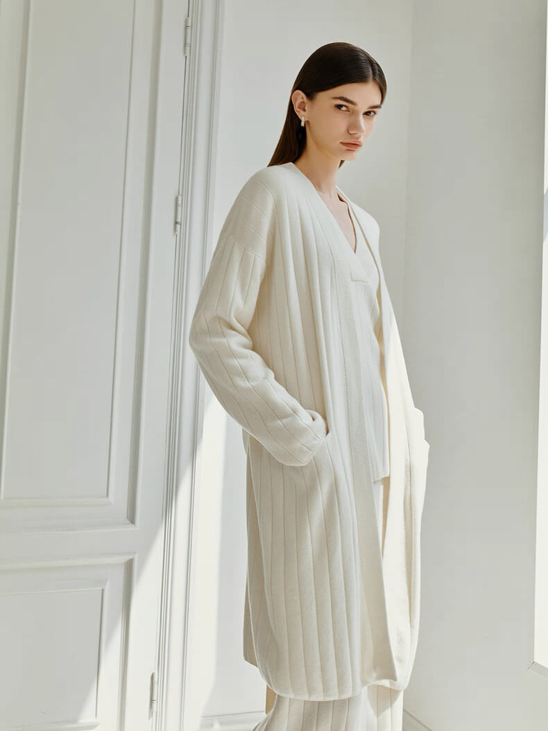 Relaxed fit cashmere long cardigan soft premium knitwear