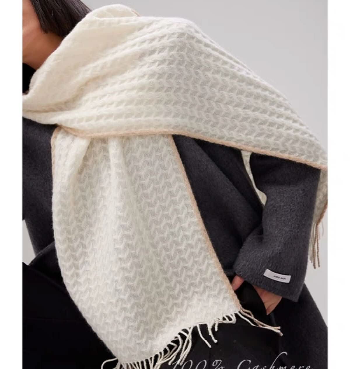 pure cashmere scarf in white for women