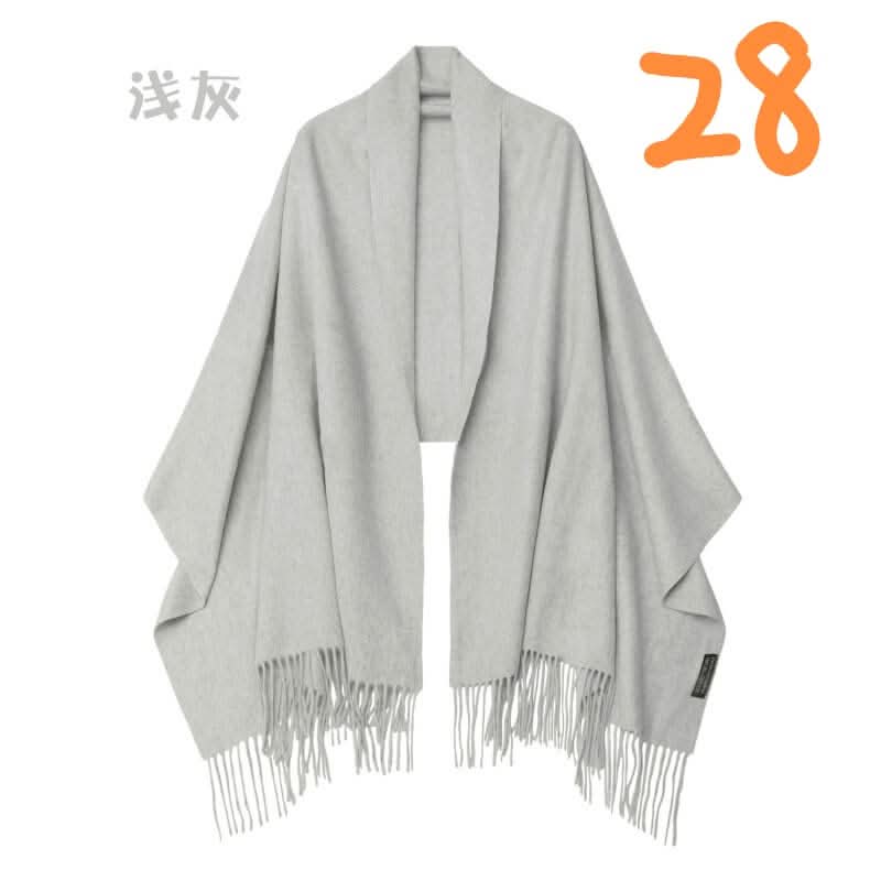 Women cashmere scarf shawl,	Soft woven cashmere wrap in Light Gray, lightweight and elegant