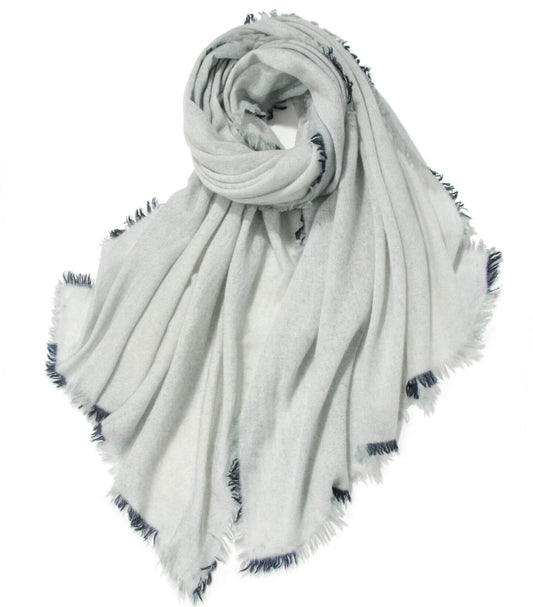 100% Cashmere Woven Shawl for Women in light grey