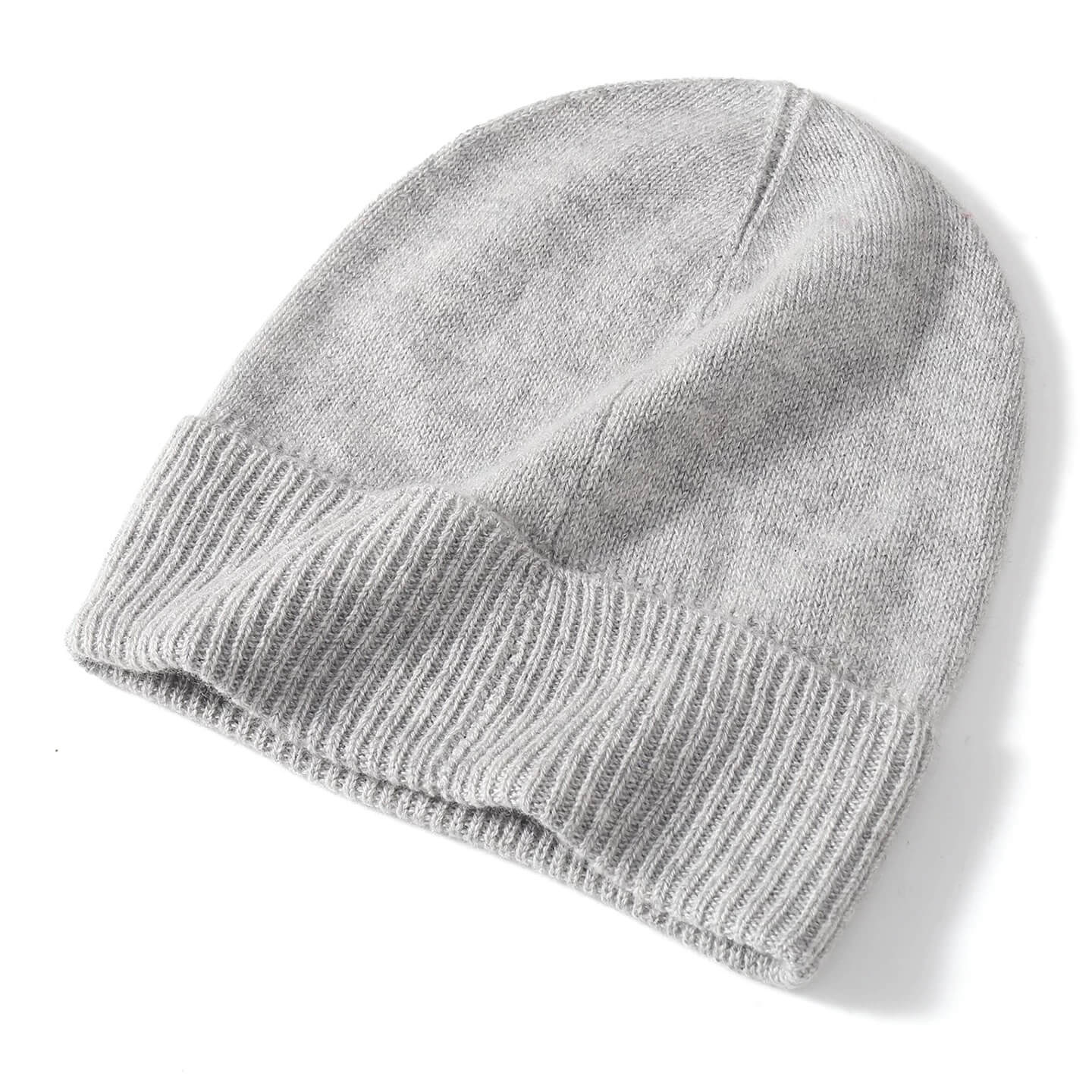 Luxurious 100% Cashmere Beanie for Women in light grey 
