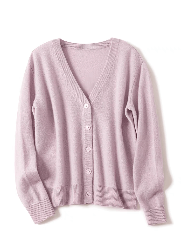 women's cashmere  cardigan sweater in light pink