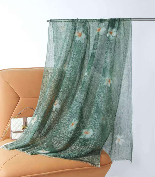 lightweight 100% cashmere shawl scarf hand painted cloud print,ultra light 60g cashmere shawl spring fashion accessory
