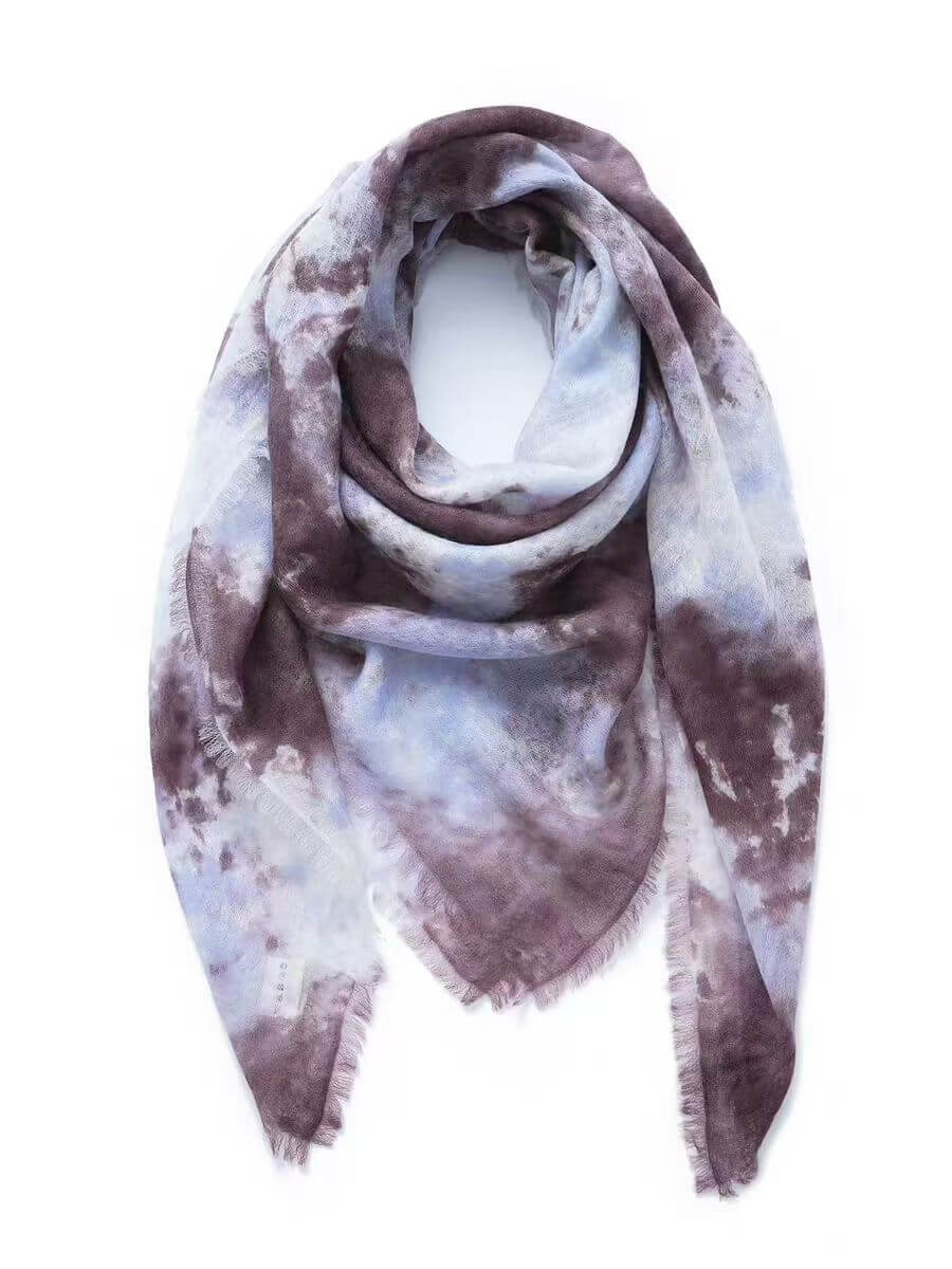 lightweight brown tie dye cashmere square scarf 120x120cm,elegant square cashmere wrap for air conditioned rooms