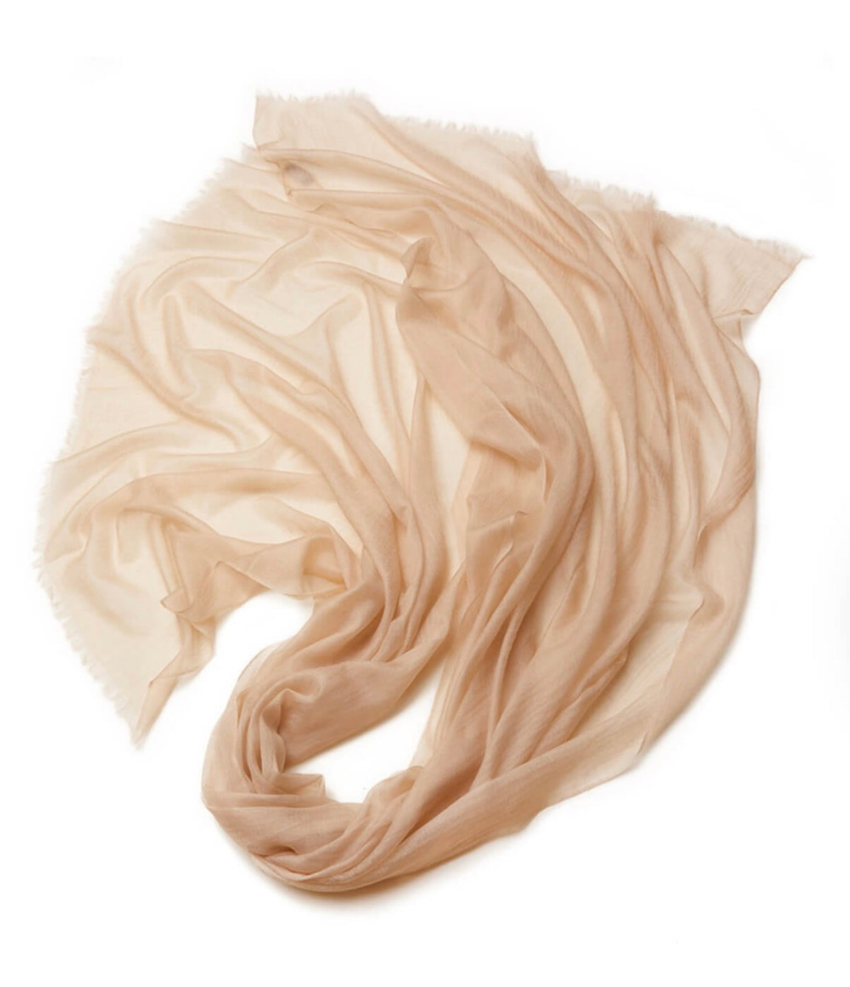 lightweight cashmere shawl displaying its earthy tone and flowing texture