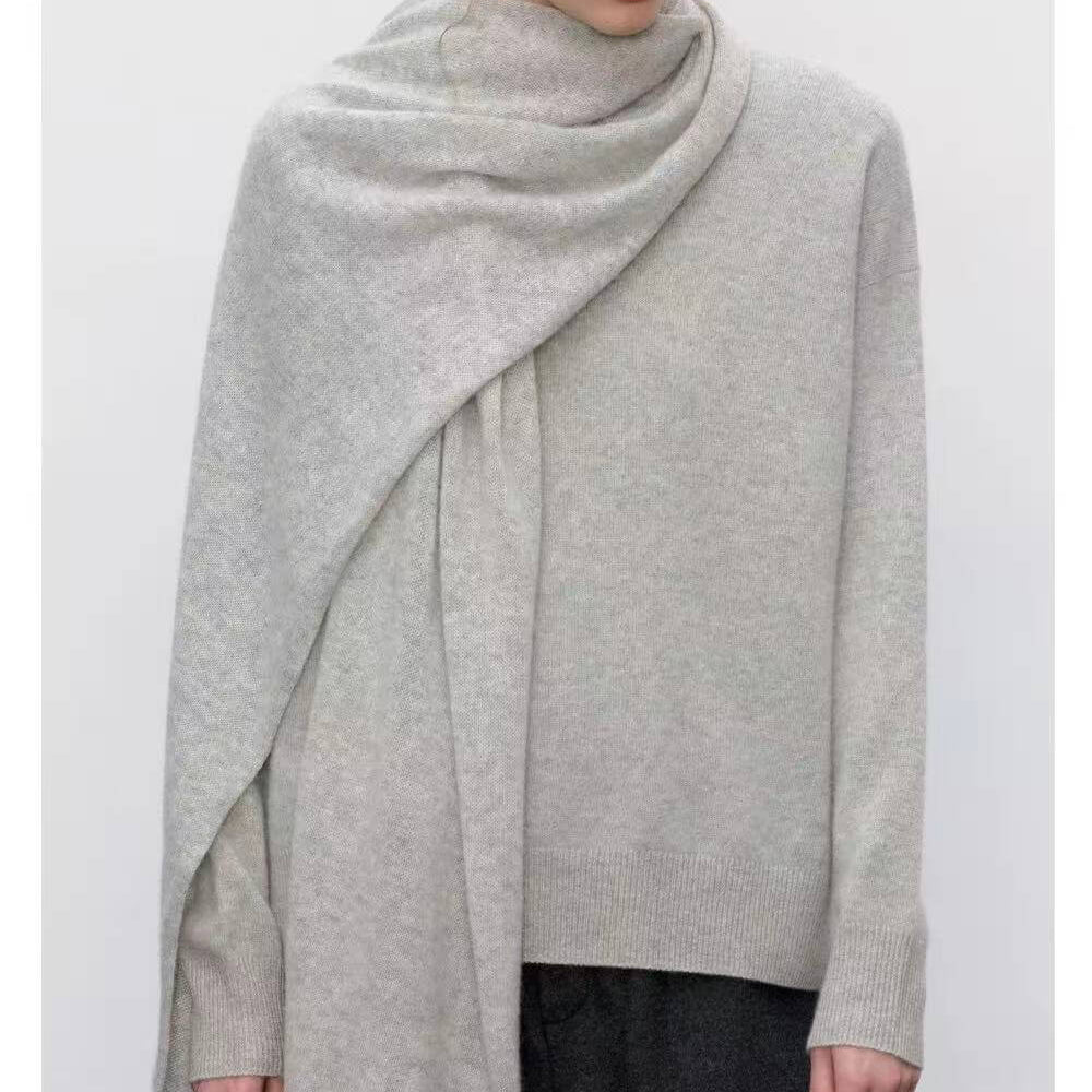 premium white goat cashmere scarf texture close up