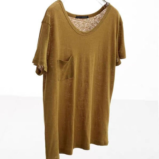 women's 100% Linen Short-Sleeve Tee in brown