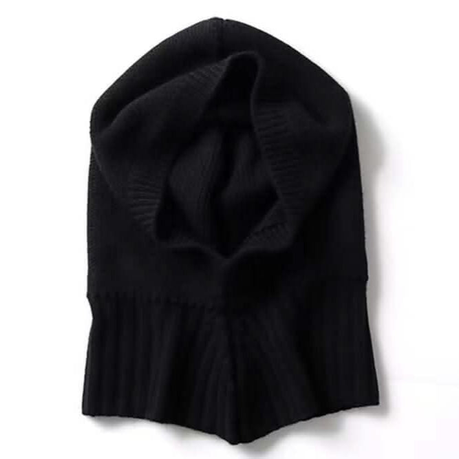 women's Cashmere Balaclava Hats in black ，Black luxury cashmere hood for men and women
