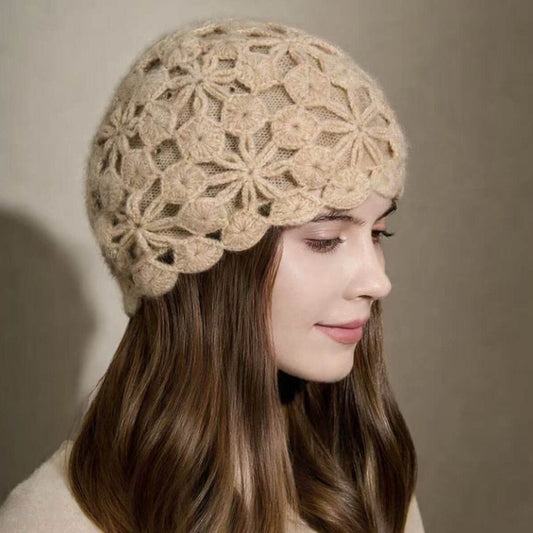 Luxury 100% cashmere handmade crochet beanie hat premium texture soft cashmere fibers