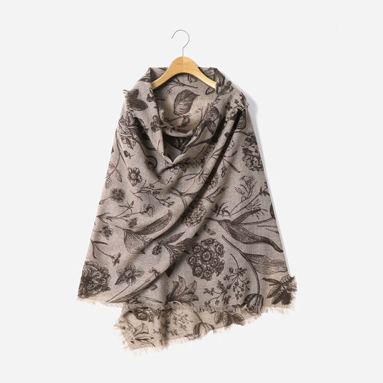 Lightweight 100 percent cashmere horse print scarf shawl styled as wrap