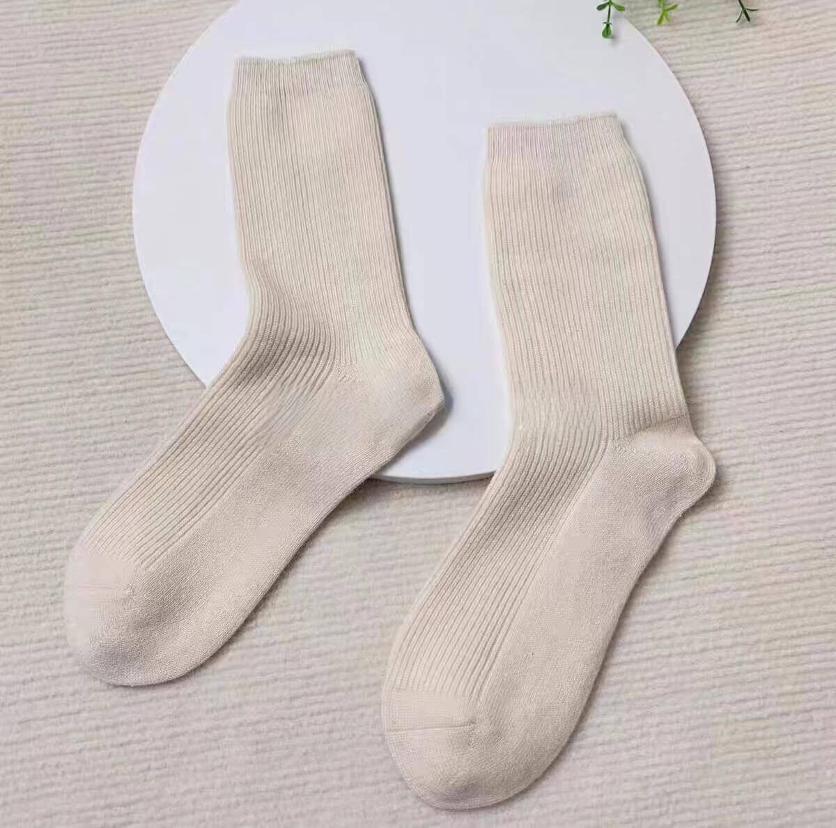 The Ribbed Cashmere Socks in white ,Warm and Cozy Women’s Cashmere Lounge Socks