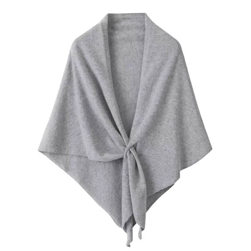 Soft light gray cashmere triangle scarf for women