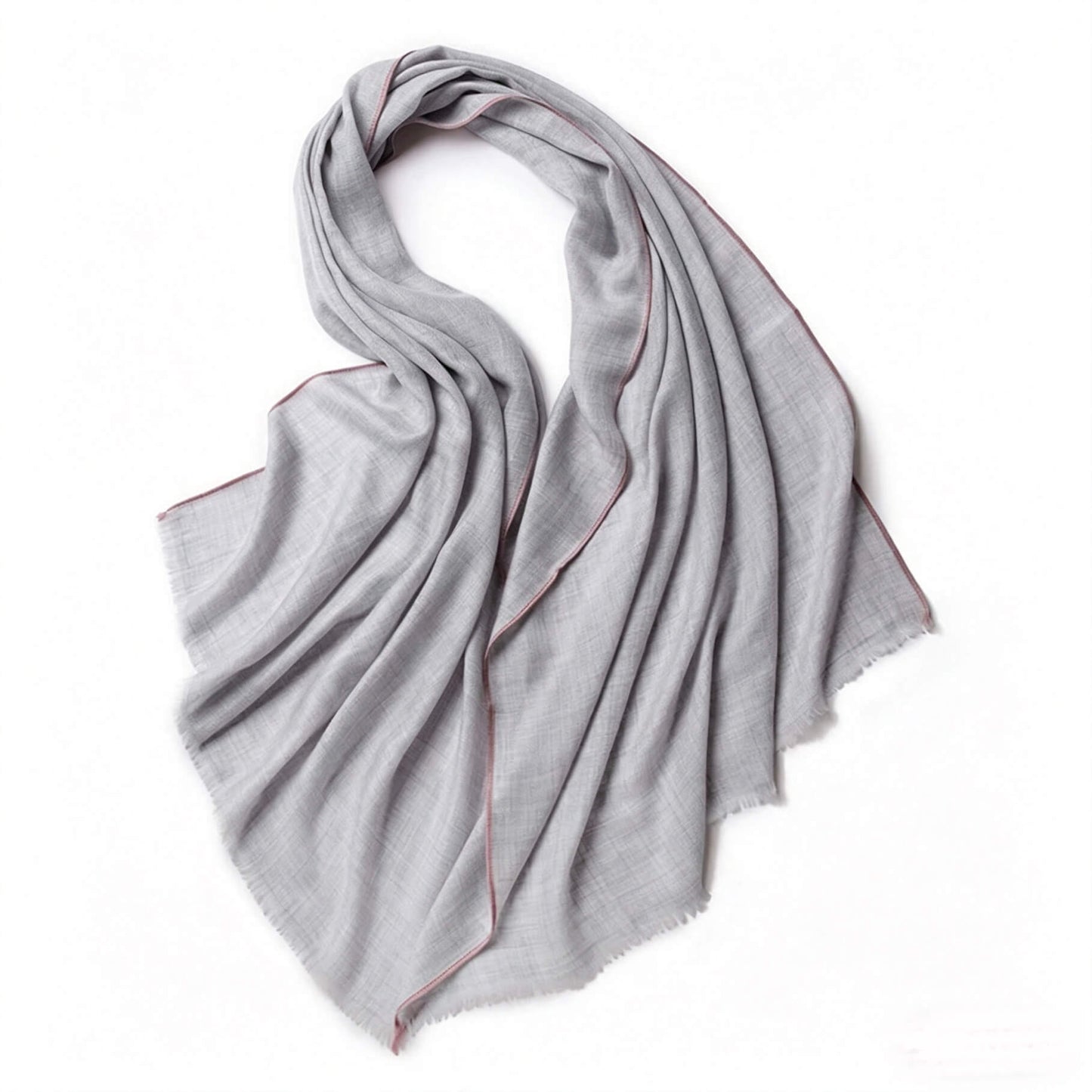 	luxury lightweight cashmere wrap pale gray herringbone texture scarf