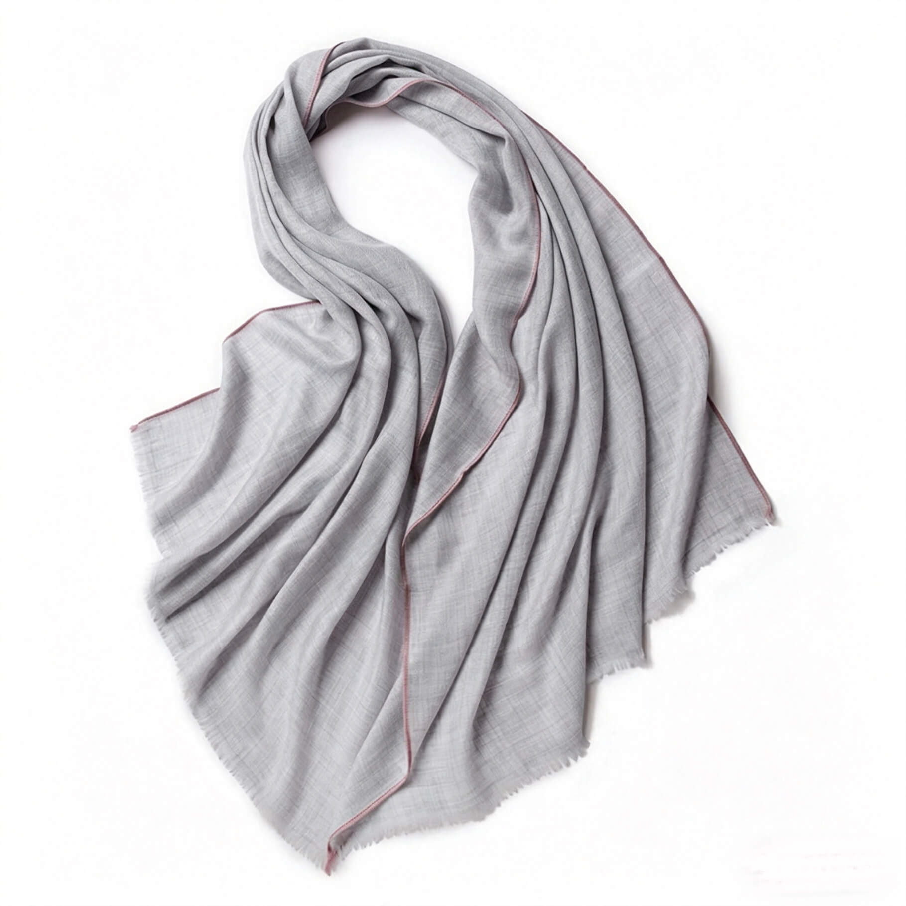 	luxury lightweight cashmere wrap pale gray herringbone texture scarf
