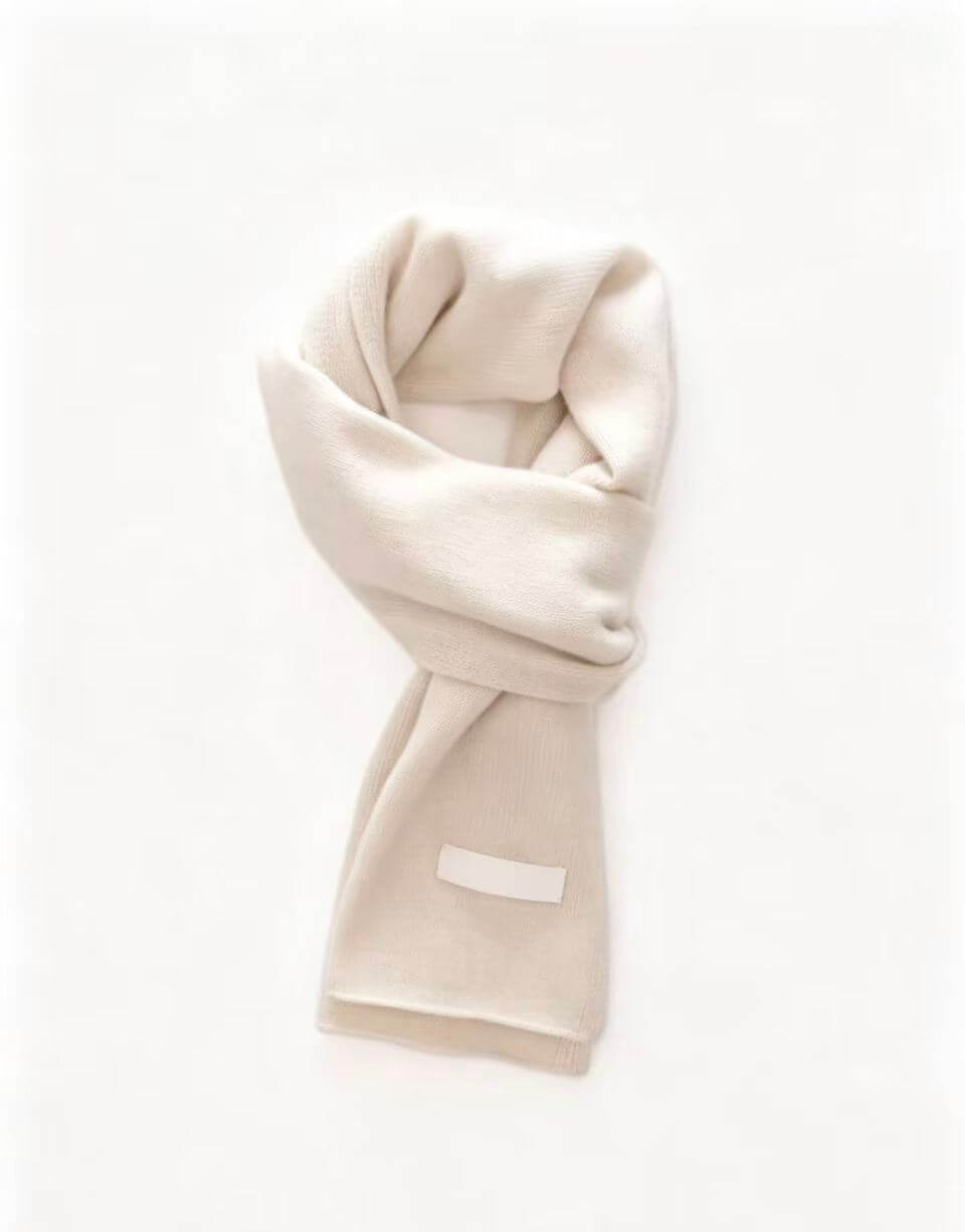 100% baby cashmere scarf in cream white luxury knit winter scarf