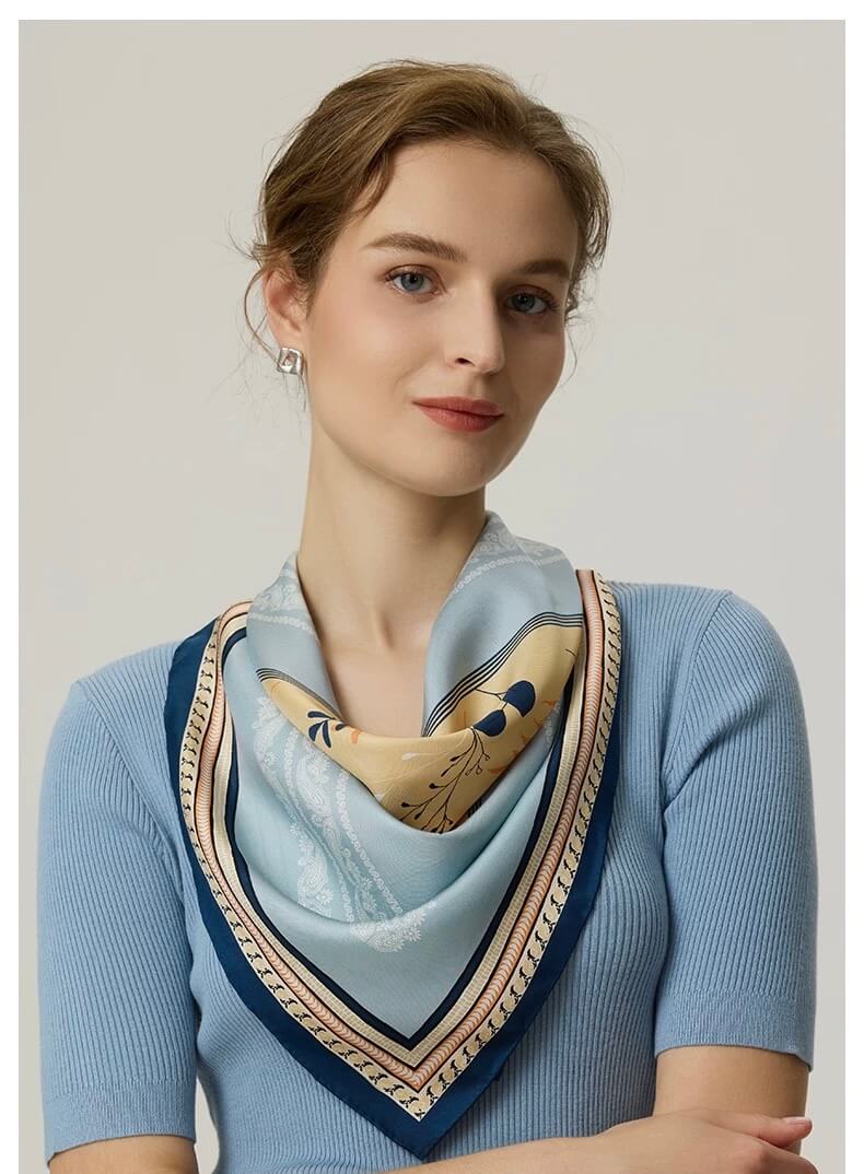 Premium silk twill square with hand-rolled edges