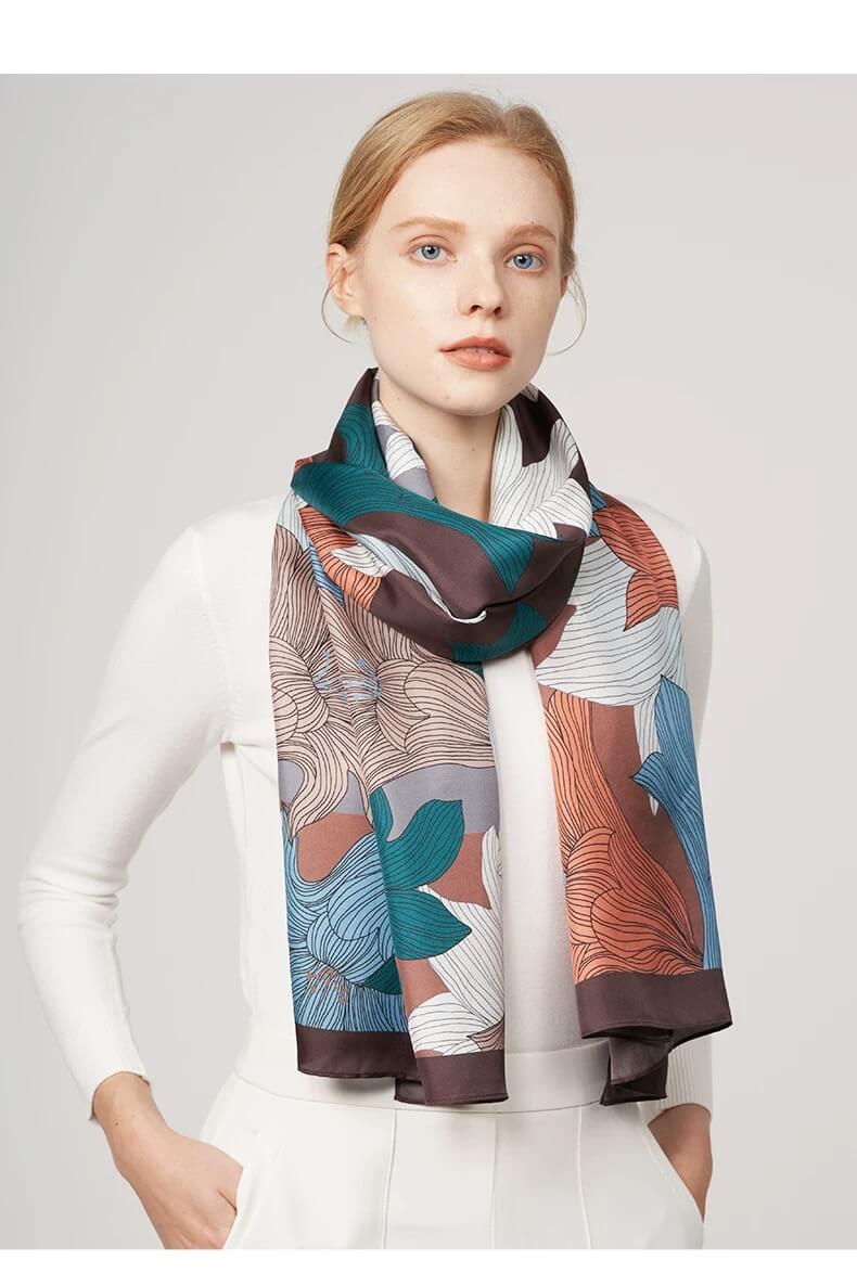Elegant floral mulberry silk accessory for women