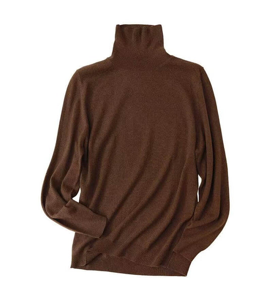 women’s 100% cashmere double turtleneck sweater slim fit,	minimalist cashmere knitwear women timeless essential