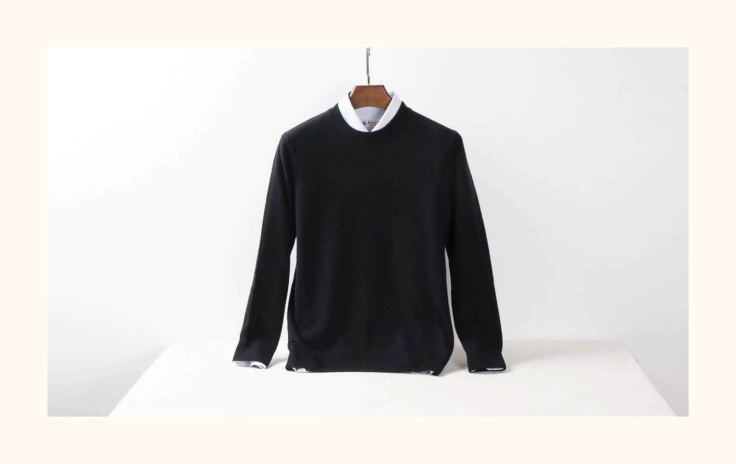 black men's pure cashmere crew neck sweaters  