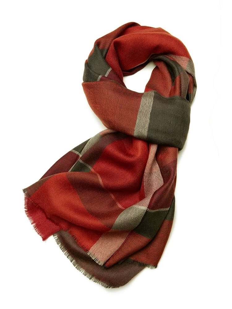 Lightweight men’s 100% cashmere plaid scarf