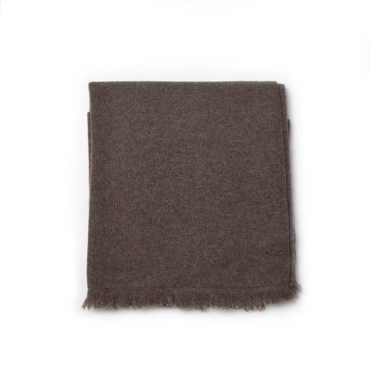 	Dark coffee 100 percent cashmere knitted scarf with premium knit finish
