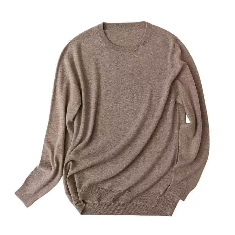 minimalist women’s cashmere sweater in black and camel