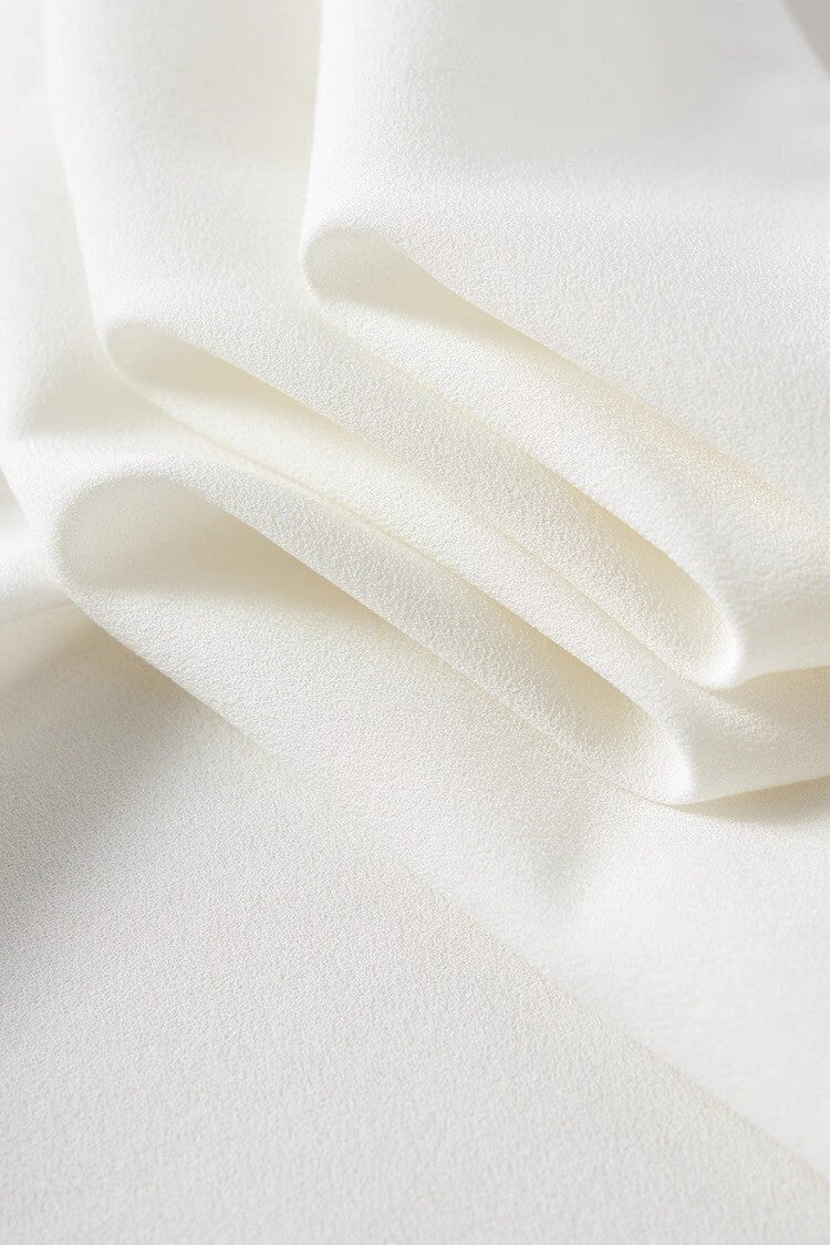 White 22 momme mulberry silk fabric detail