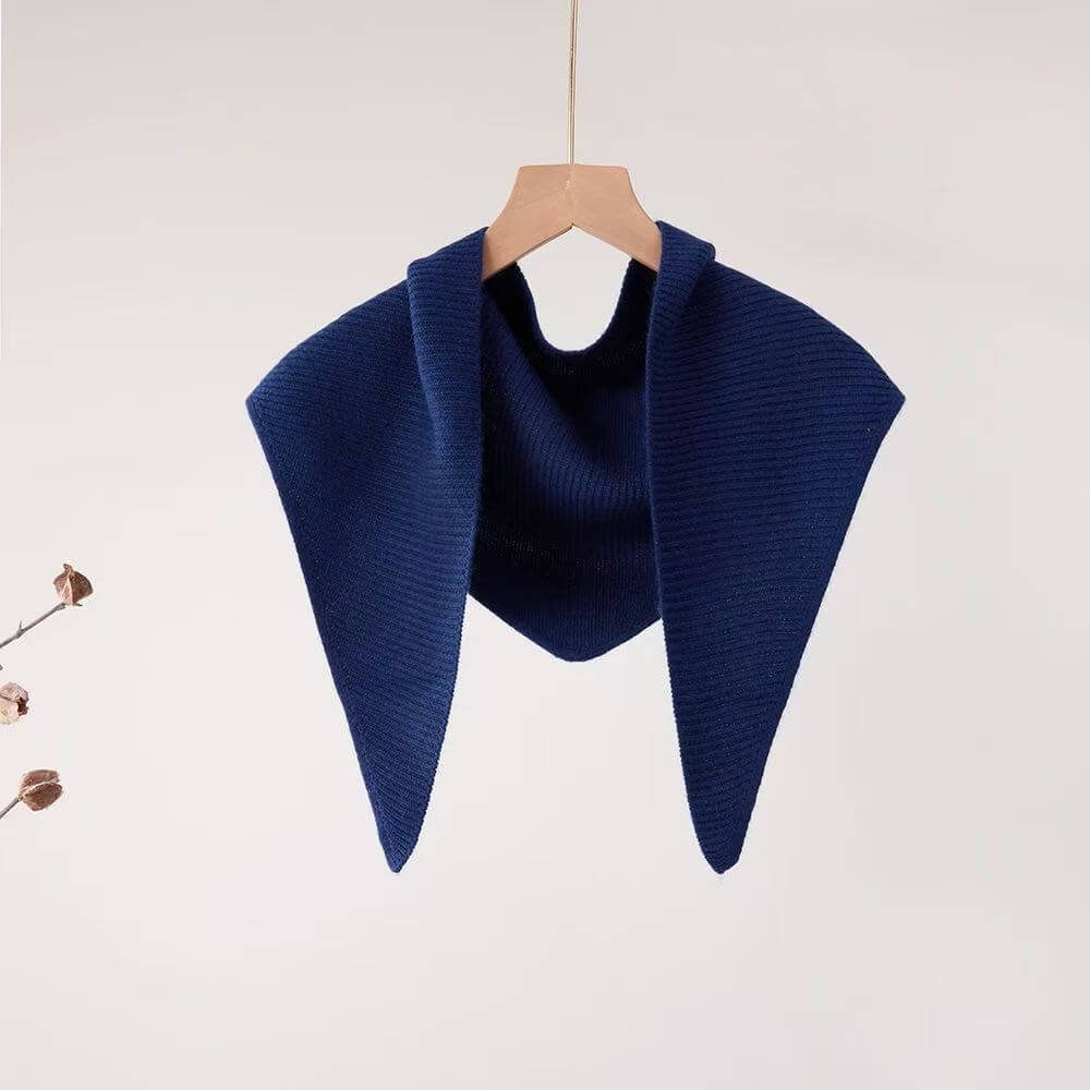 navy blue knit cashmere triangle scarf and neckerchief
