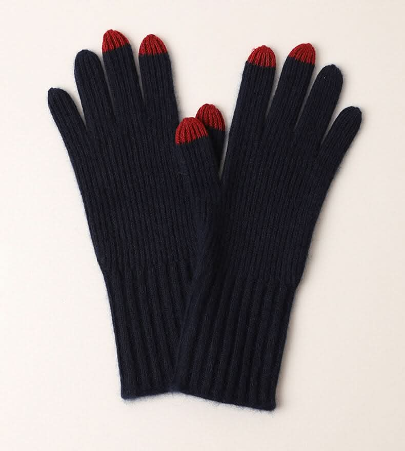 Women's Ribbed Knit Cashmere Gloves