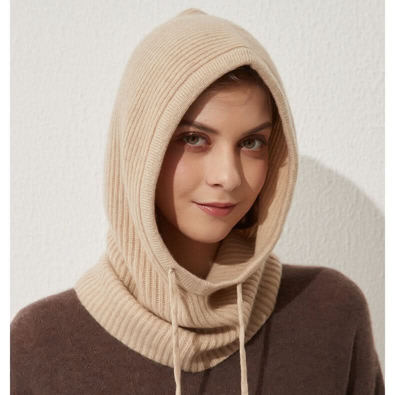 cashmere ribbed beige hoodie beanie hat,With it's cosy ribbed design our cashmere hood is super soft and so versatile.  Add a hood to an outfit without the bulk of a full sweater.   With a ribbed edge this cashmere hood is a perfect winters day addition to your wardrobe.