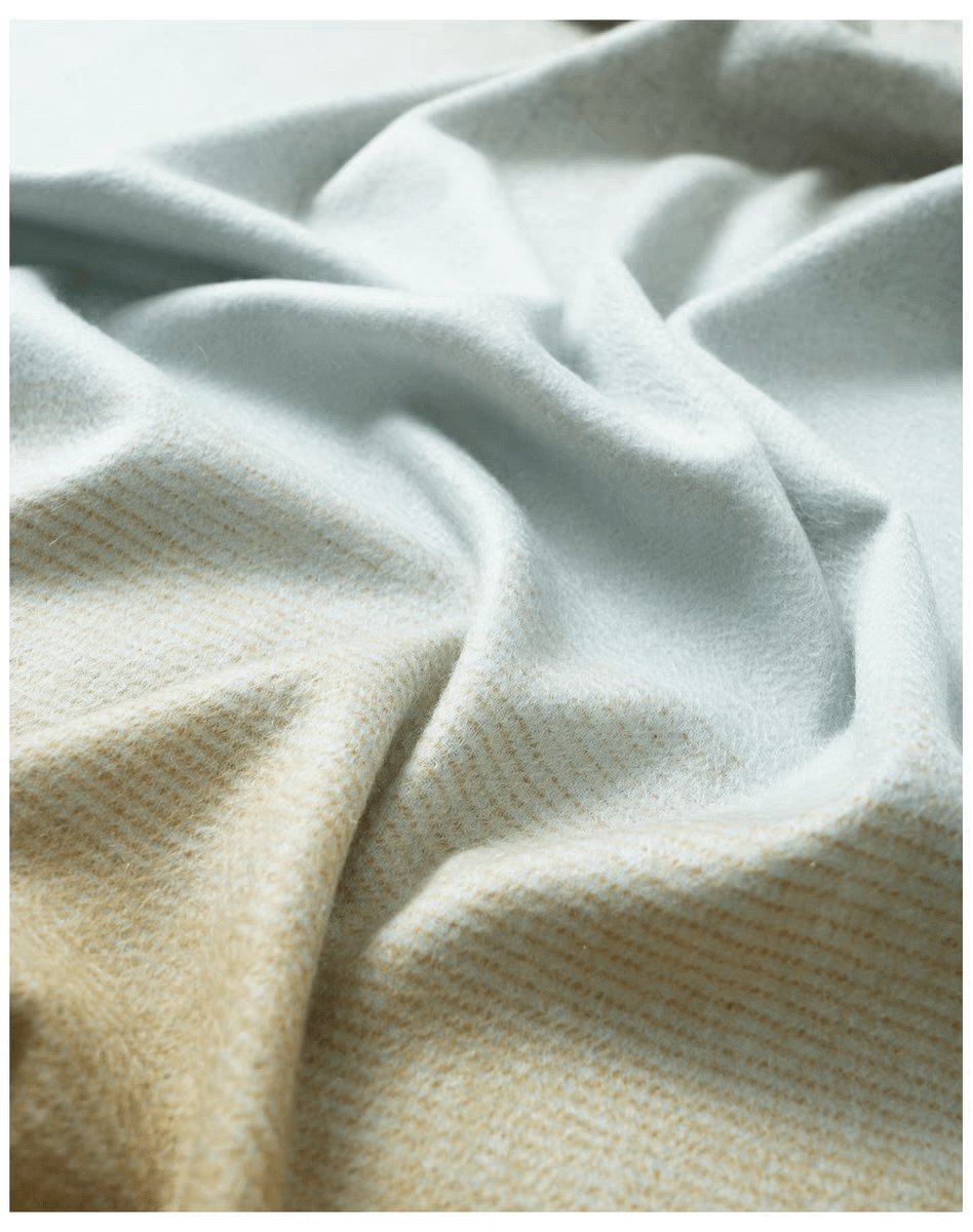 Close-up detail of the ombré gradient weave, 100% cashmere shawl