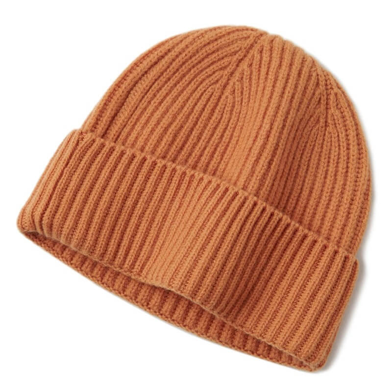 orange color 100% cashmere beanie hat  for women