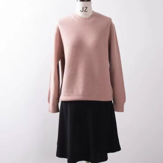 pink ribbed crew neck cashmere Sweater womens