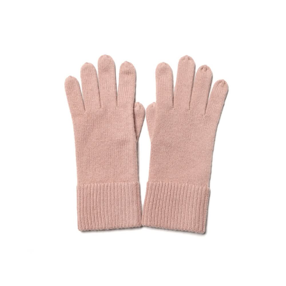 Women's solid color cashmere knitted gloves pink color